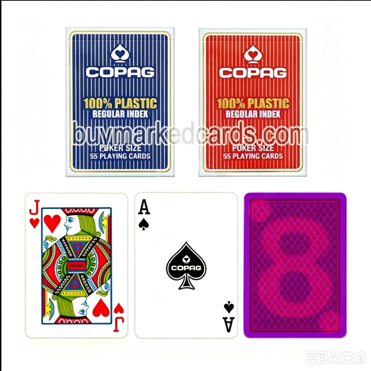 Mazzo di carte da gioco in plastica Copag a indice regolare (trattato)